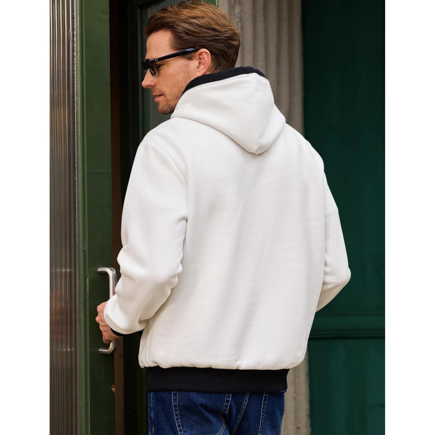 JMIERR Men's Cotton Casual Hoodies Sweatshirts Fashion Long Sleeve Drawstring Fleece Pullover Hoodie with Pockets