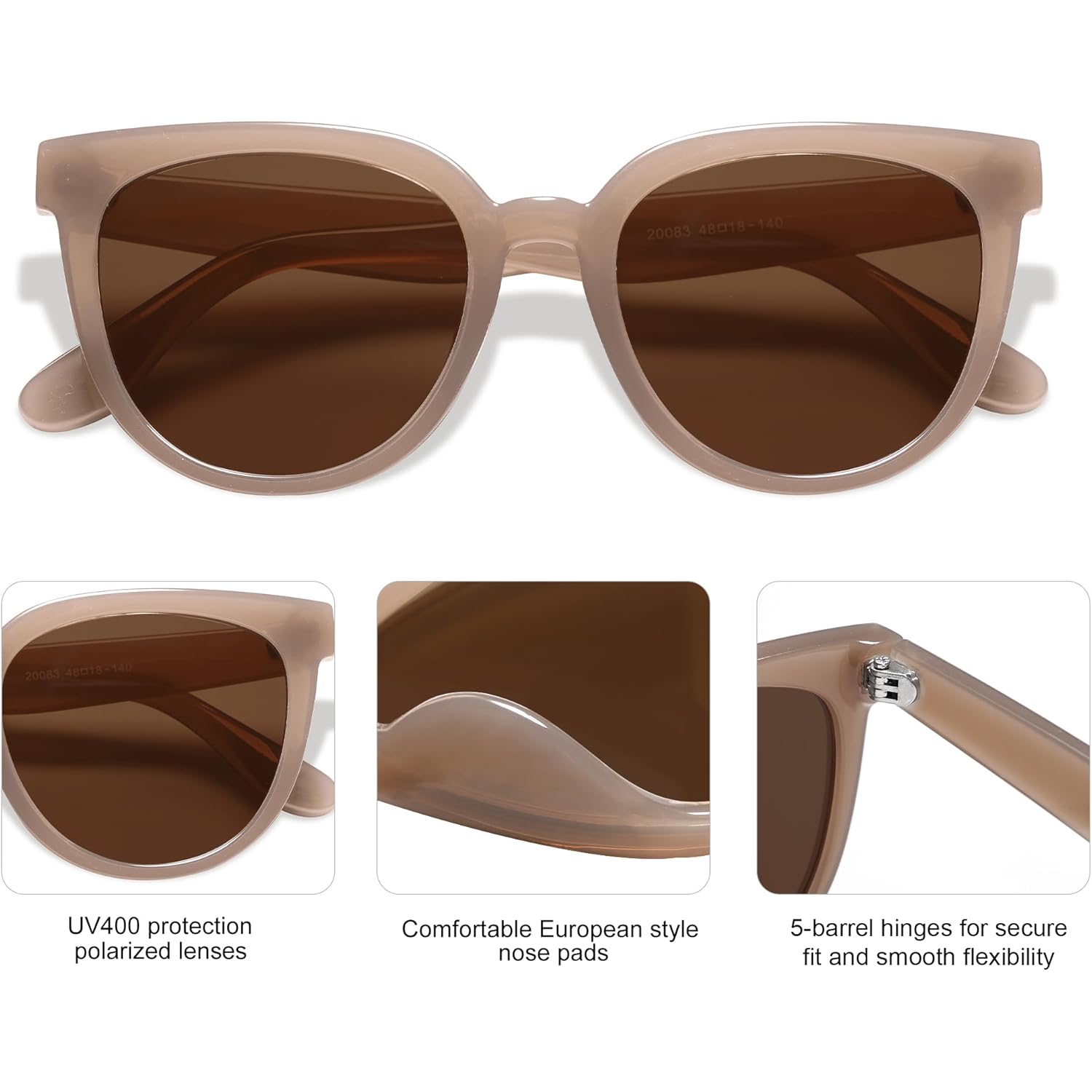 Sojos Trendy Cat Eye Round Polarized Sunglasses For Women Fashion Uv Protection Sunnies Sunglasses