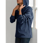 Women’s Waffle Knit Hoodie – Lightweight Long Sleeve Pullover Top