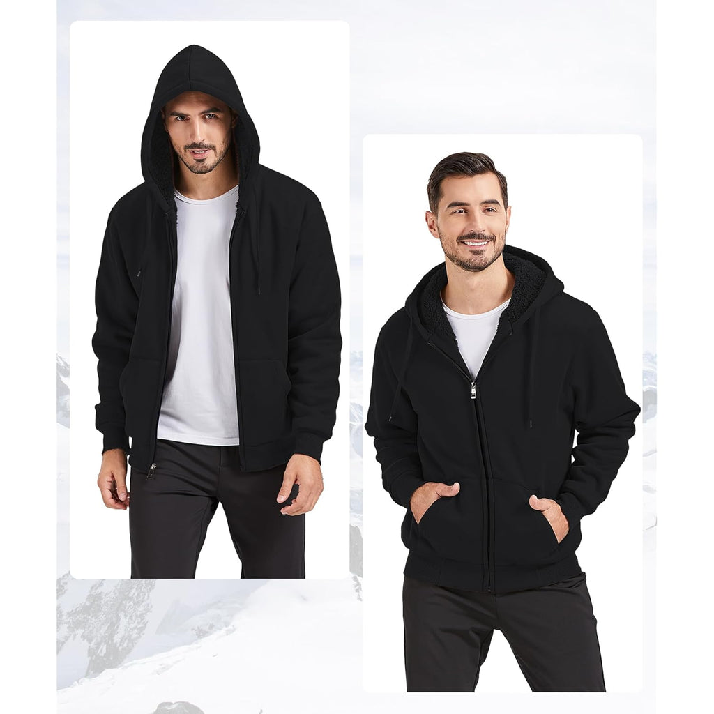 GEEK LIGHTING Hoodies for Men Heavyweight Fleece Sweatshirt - Full Zip Up Thick Sherpa Lined
