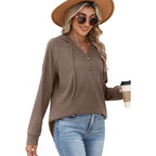 Women’s Button Pullover Hoodie – Oversized Tunic Sweatshirt Top