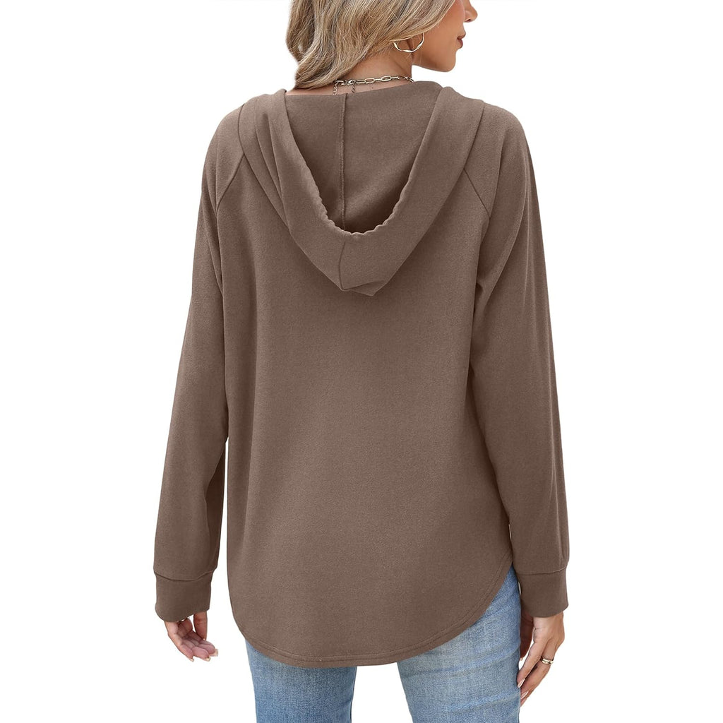 Women’s Button Pullover Hoodie – Oversized Tunic Sweatshirt Top