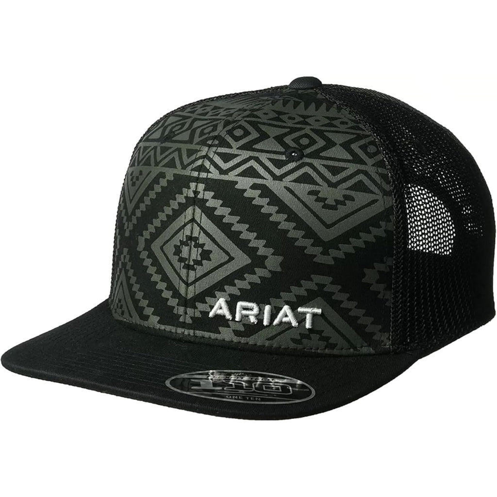 ARIAT Men's Aztec Black Flat Bill Cap