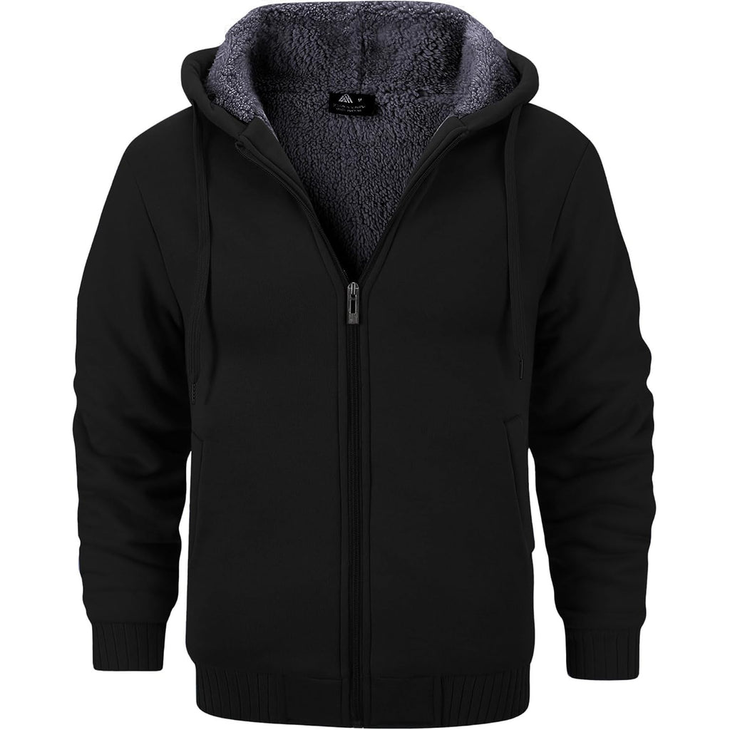 GEEK LIGHTING Men’s Fleece-Lined Zip Up Hoodie, Thick Hooded Jacket Winter Warm Athletic Sweatshirt