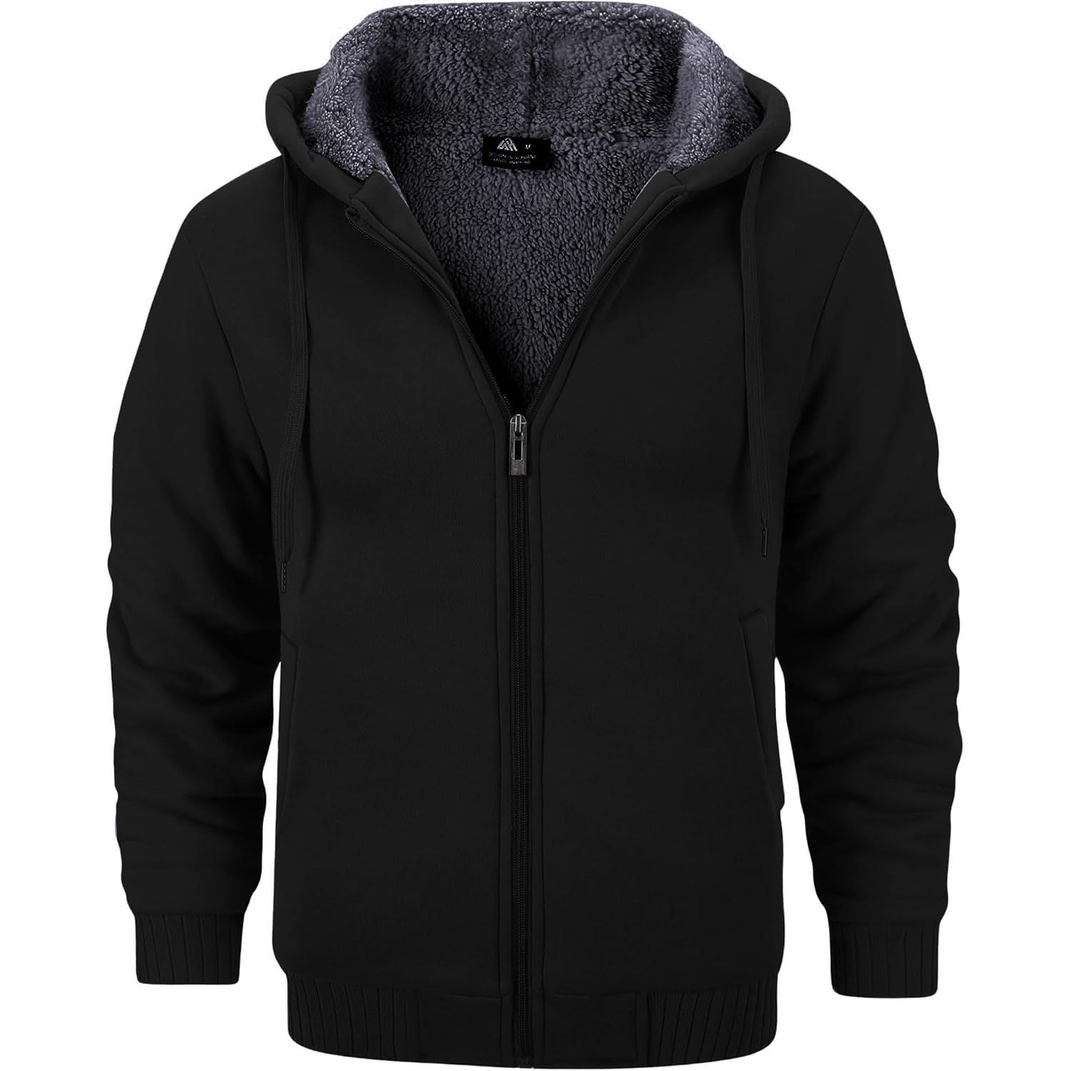 GEEK LIGHTING Men’s Fleece-Lined Zip Up Hoodie, Thick Hooded Jacket Winter Warm Athletic Sweatshirt