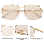 Sojos Trendy Aviator Sunglasses Mens Womens Retro Double Bridge Metal Frame Semi-Rimless Shades