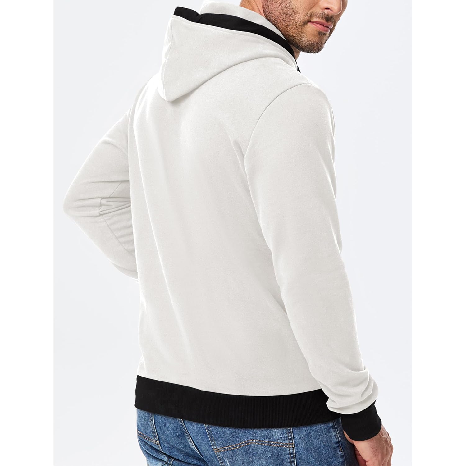 JMIERR Men's Cotton Casual Hoodies Sweatshirts Fashion Long Sleeve Drawstring Fleece Pullover Hoodie with Pockets