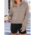 Women’s Fleece Half-Zip Hoodie – Oversized Workout Sweatshirt