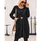 Women’s Long Fleece Zip-Up Hoodie – Oversized Tunic Sweatshirt Jacket
