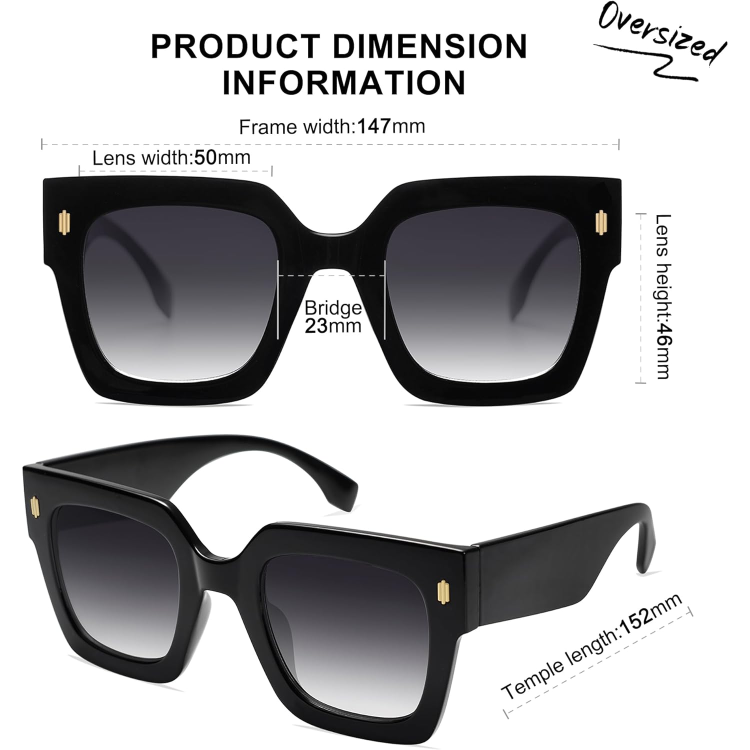 Sojos Vintage Oversized Square Sunglasses For Women,Retro Womens Luxury Big Large Sun Glasses