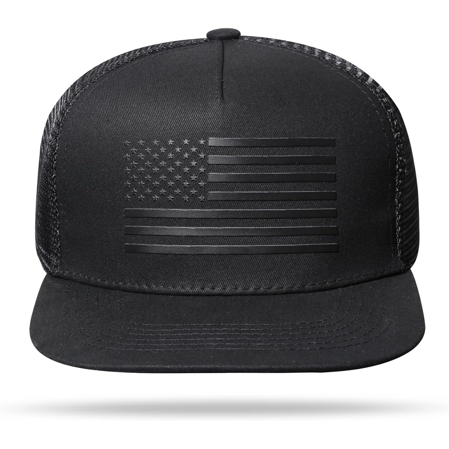 Baseball Cap, Snapback Trucker Hat for Men & Women with American Flag and Adjustable, Breathable Mesh, Flat Bill Hats