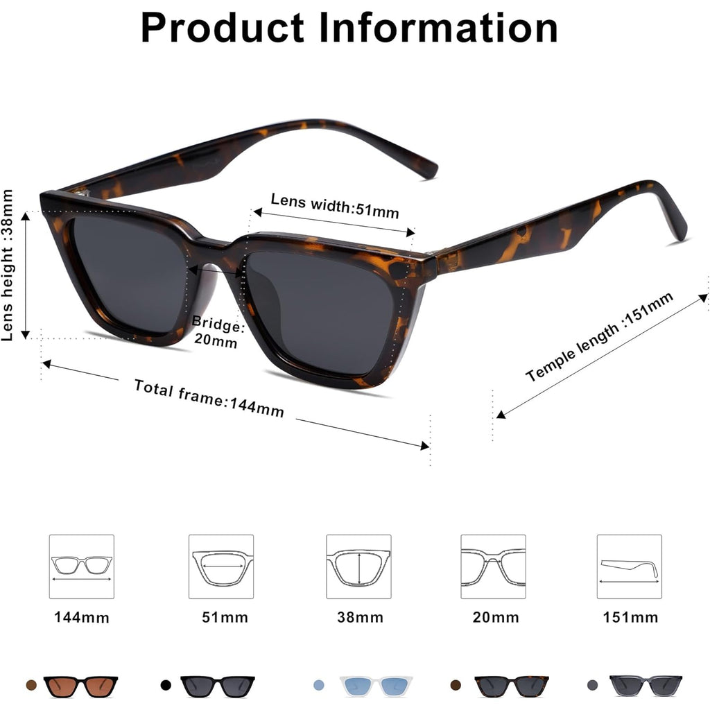 Sojos Polarized Narrow Square Cateye Sunglasses For Women Retro Trendy Driving Glasses