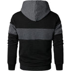 Men’s Sweatshirts Long Sleeve Pullover Patchwork Plaid Jacquard Hoodie Casual Drawstring Hoody Top