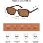 Sojos Trendy Rectangle Polarized Sunglasses For Women Men, Retro Small Thin Slim Narrow Square Sunnies