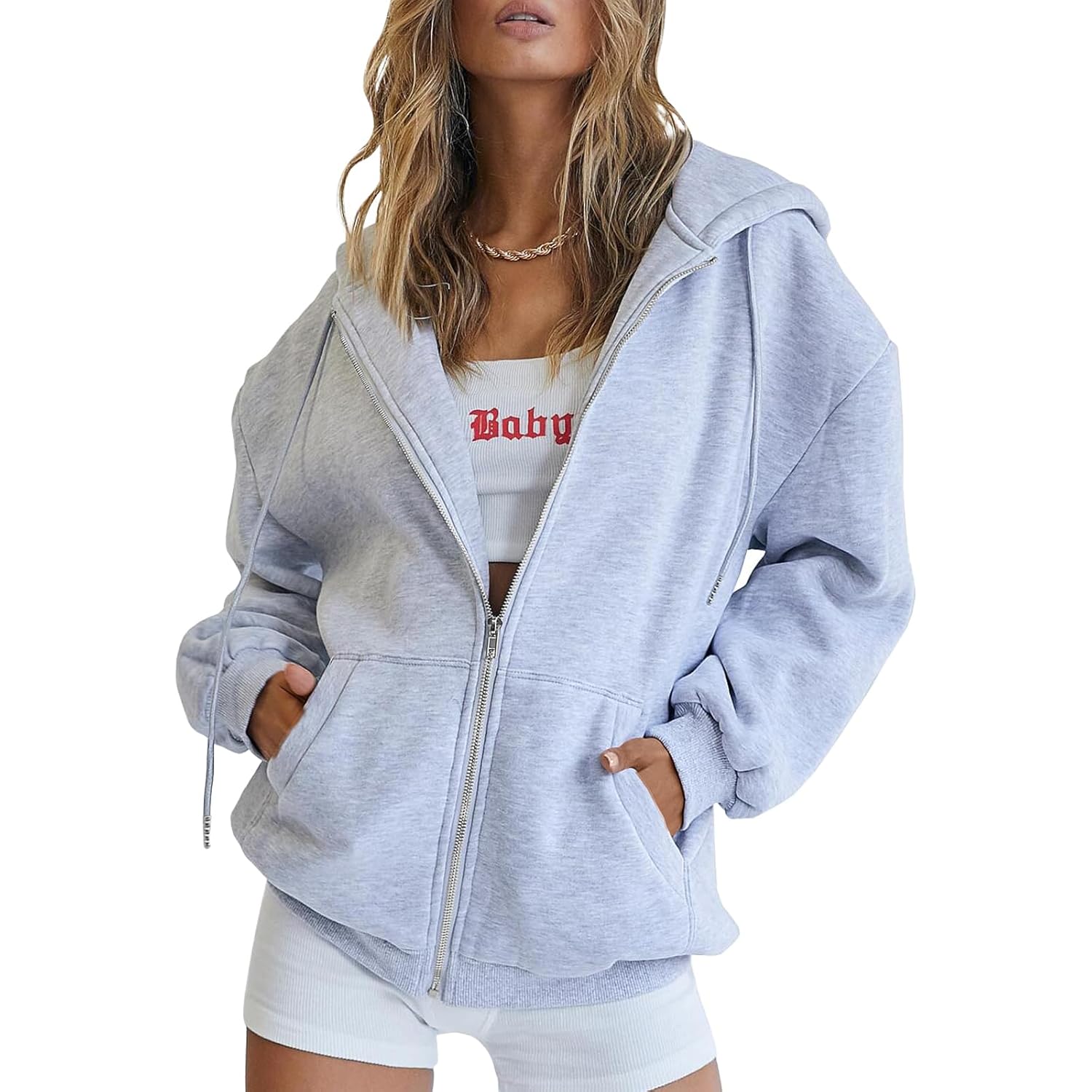 Women’s Oversized Zip-Up Hoodie – Casual Fall & Winter Fashion