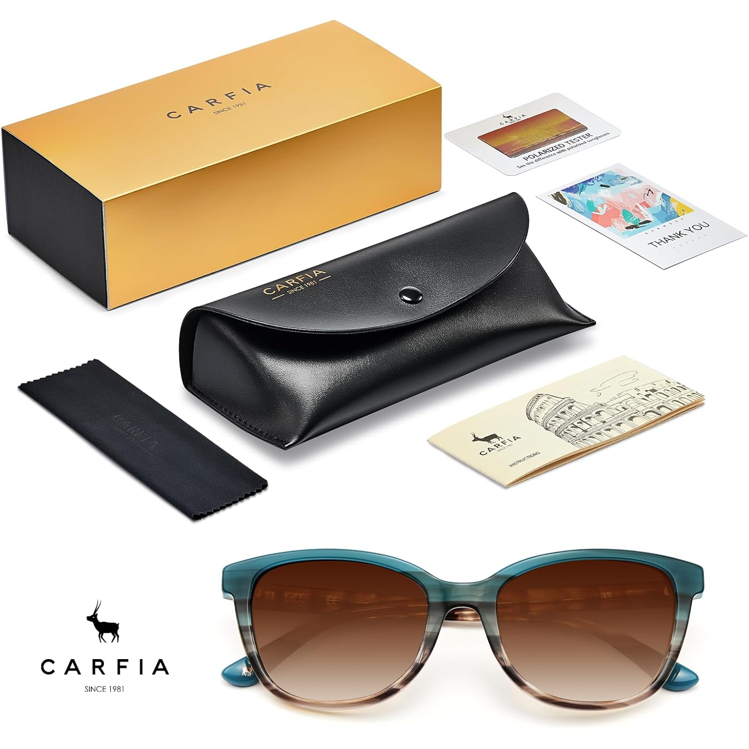 Carfia Designer Acetate Womens Polarized Sunglasses Fit Most Face Shapes Trendy Shades Uv Protection Hypoallergenic Handmade