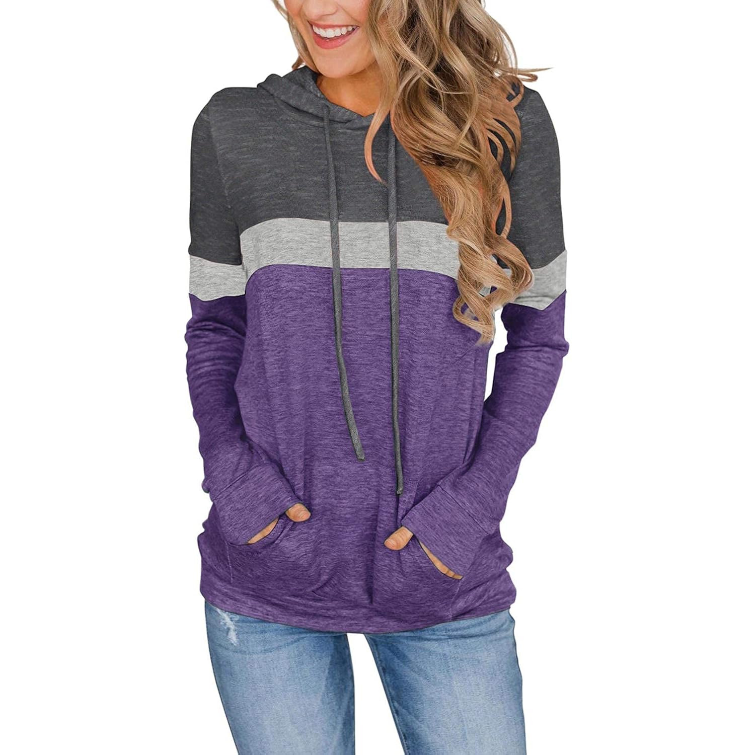 Women’s Long Sleeve Hoodie – Lightweight Casual Pullover Top
