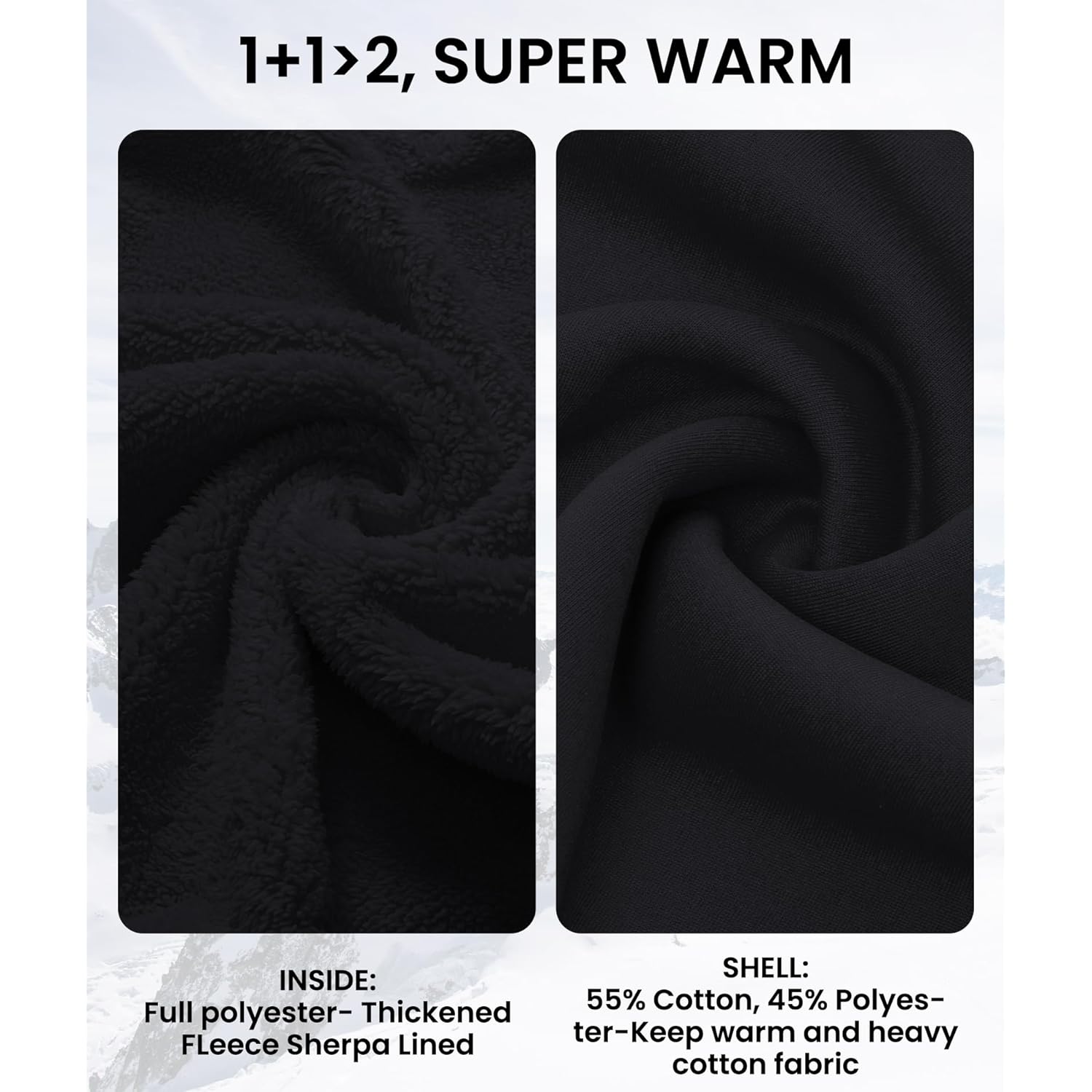 GEEK LIGHTING Hoodies for Men Heavyweight Fleece Sweatshirt - Full Zip Up Thick Sherpa Lined