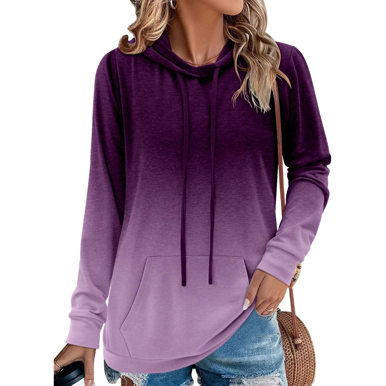 Women’s Tie-Dye Pullover Hoodie – Casual Long Sleeve Sweatshirt