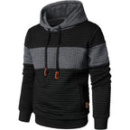 Men’s Sweatshirts Long Sleeve Pullover Patchwork Plaid Jacquard Hoodie Casual Drawstring Hoody Top