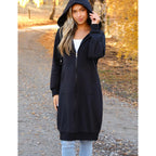 Women’s Long Fleece Zip-Up Hoodie – Oversized Tunic Sweatshirt Jacket