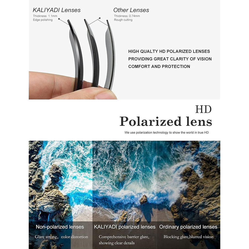 Kaliyadi Polarized Sunglasses For Men And Women Semi-Rimless Frame Driving Sun Glasses Uv Blocking
