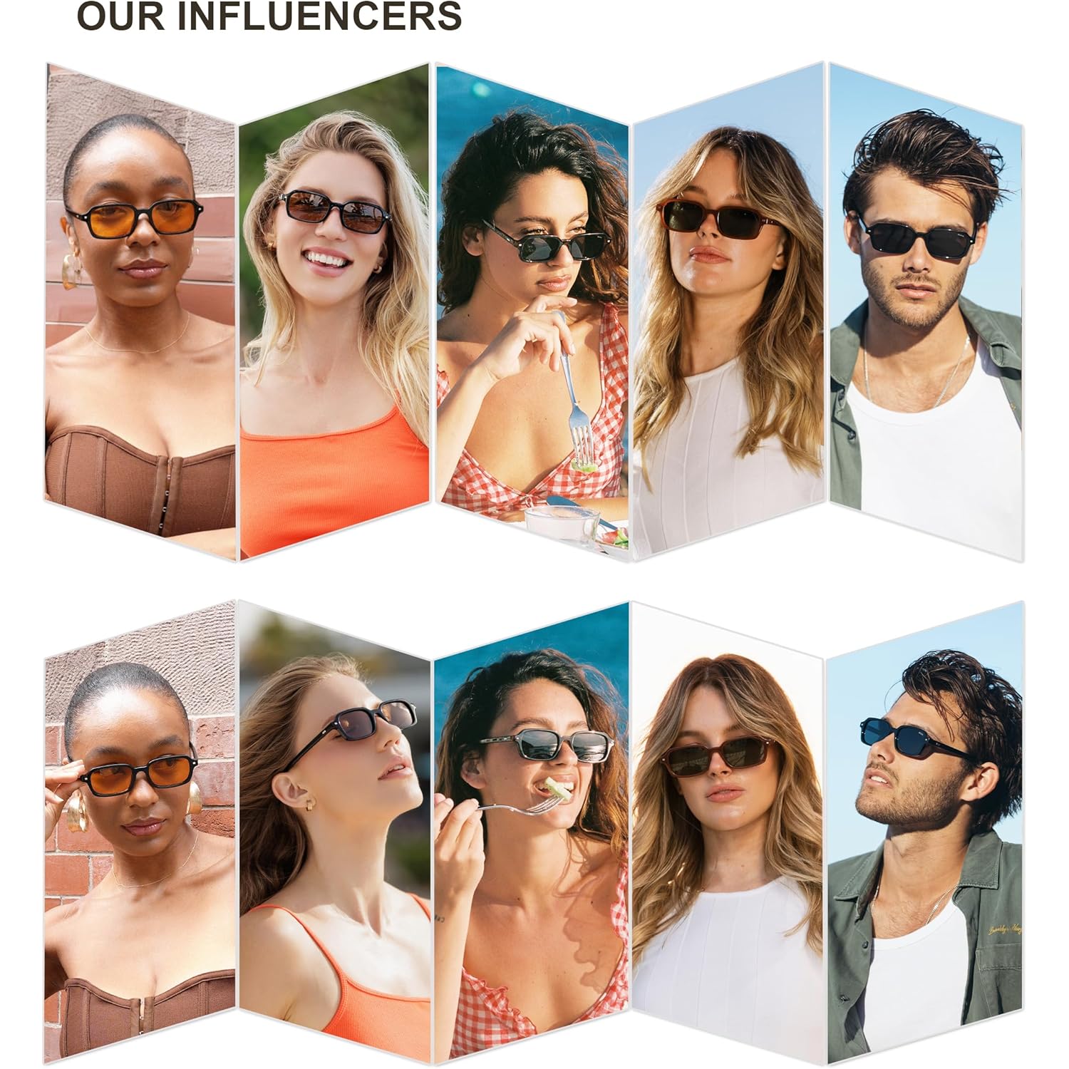 Sojos Trendy Rectangle Polarized Sunglasses For Women Men, Retro Small Thin Slim Narrow Square Sunnies