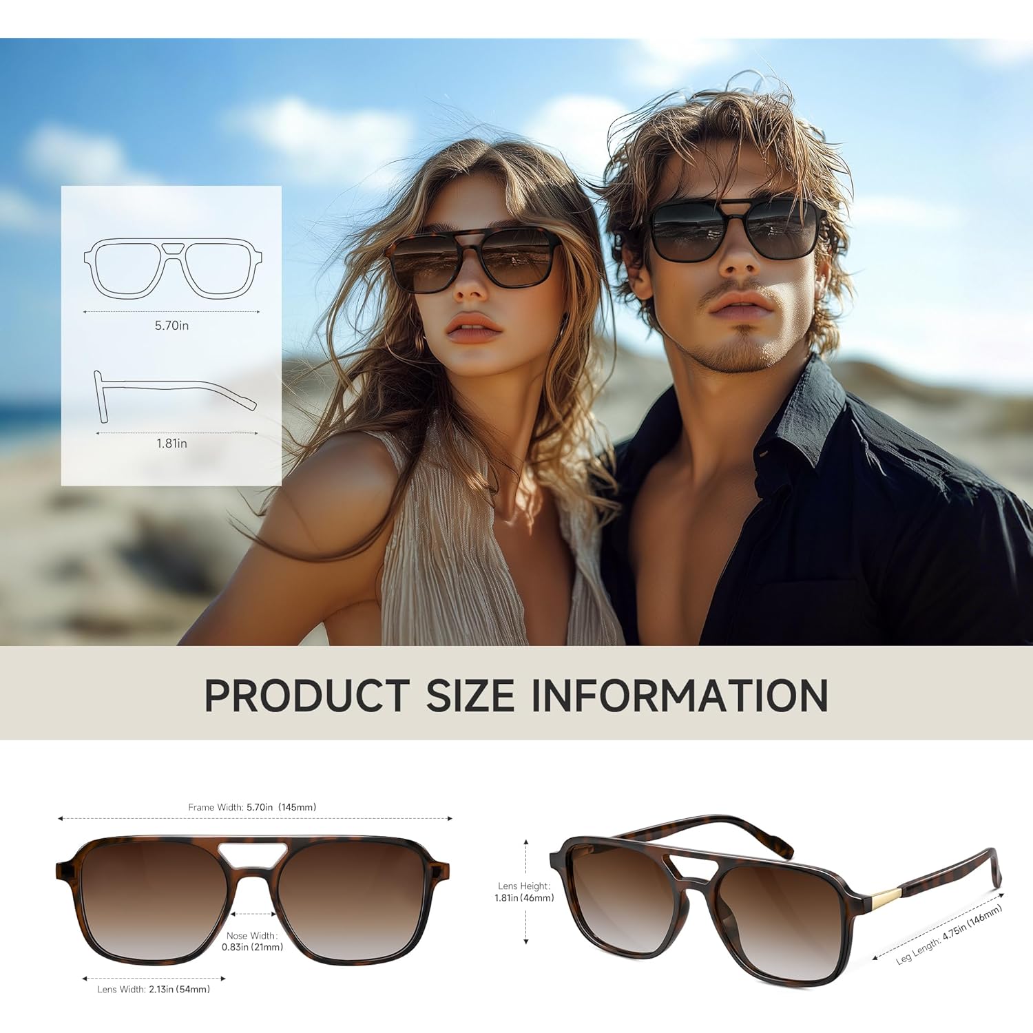 Retro Aviator Sunglasses For Women Men:Polarized Trendy Vintage Rectangle Womens Shades Sun Glasses Uv Protection