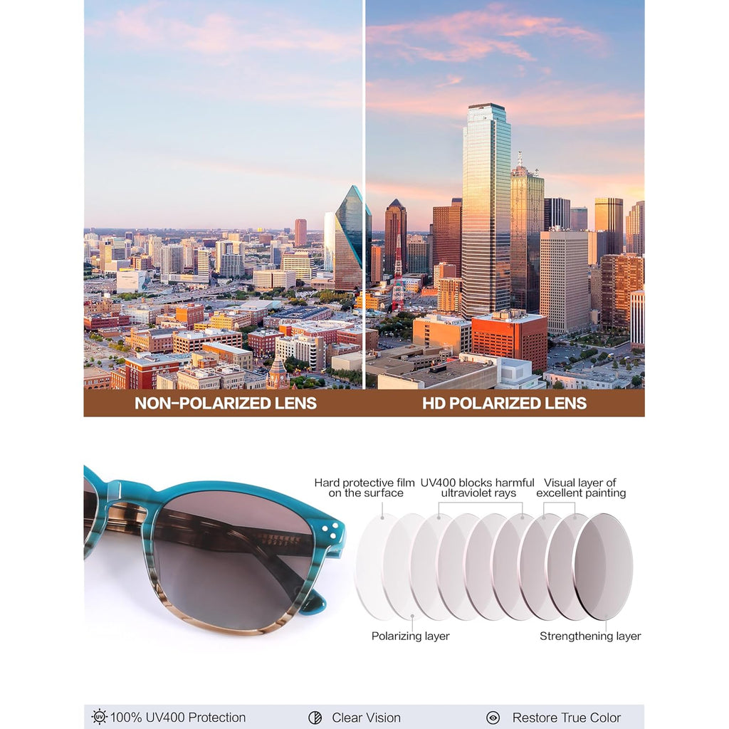 Polarized Sunglasses For Women Uv - Protection Womens Trendy Fashion Large Shades With Acetate Frame