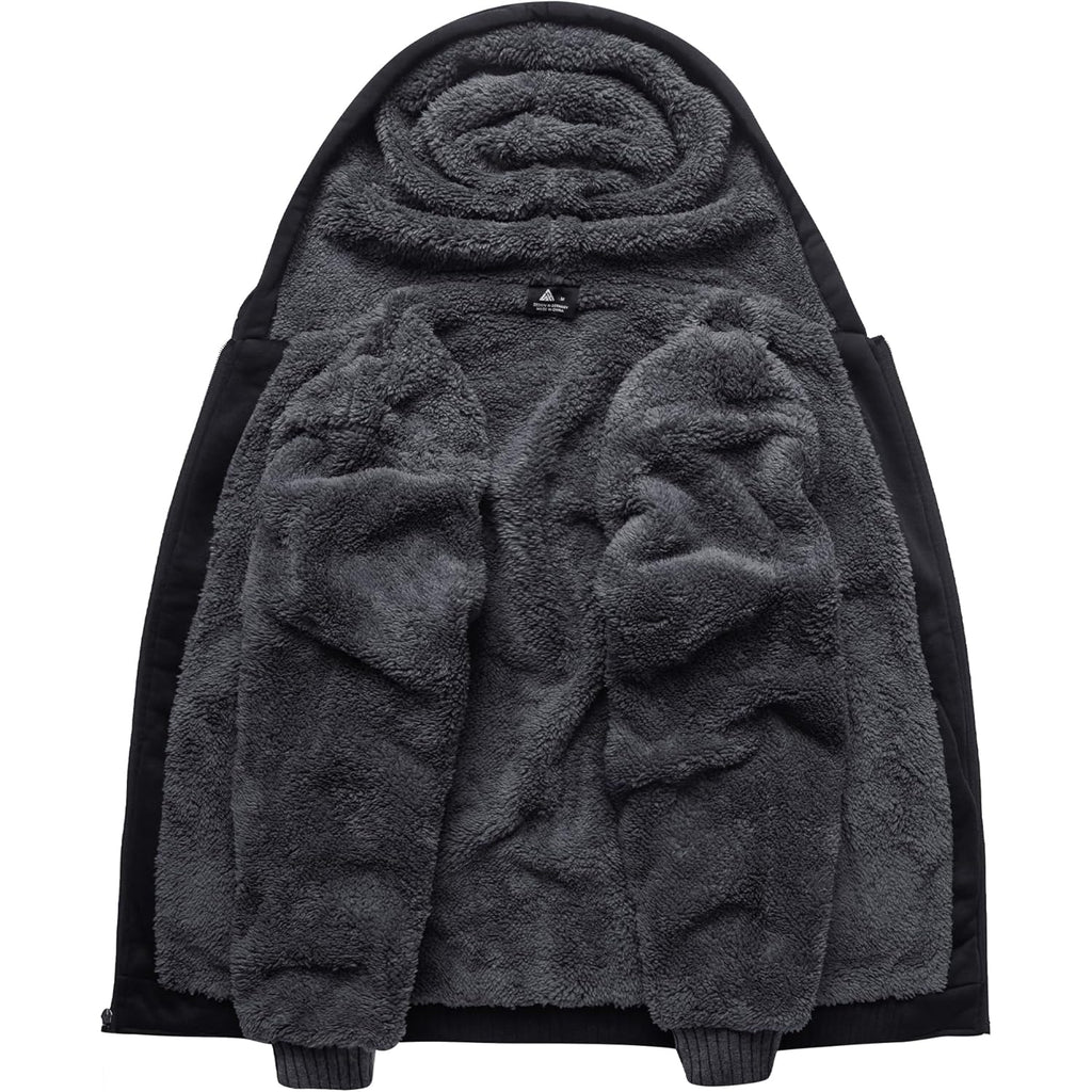 SCODI Hoodies for Men Heavyweight Fleece Sweatshirt - Full Zip Up Thick Sherpa Lined Hooded Jacket