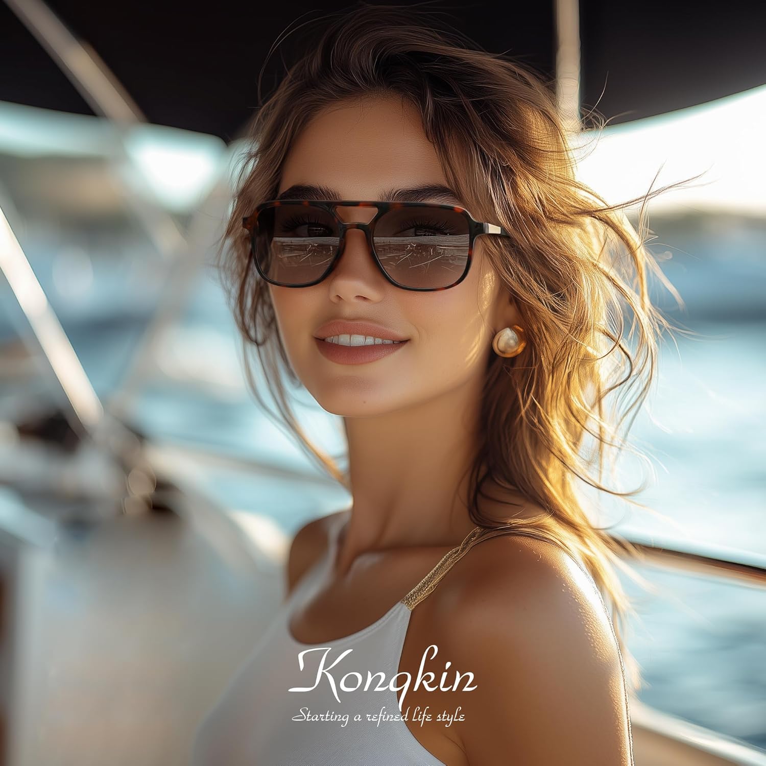 Retro Aviator Sunglasses For Women Men:Polarized Trendy Vintage Rectangle Womens Shades Sun Glasses Uv Protection