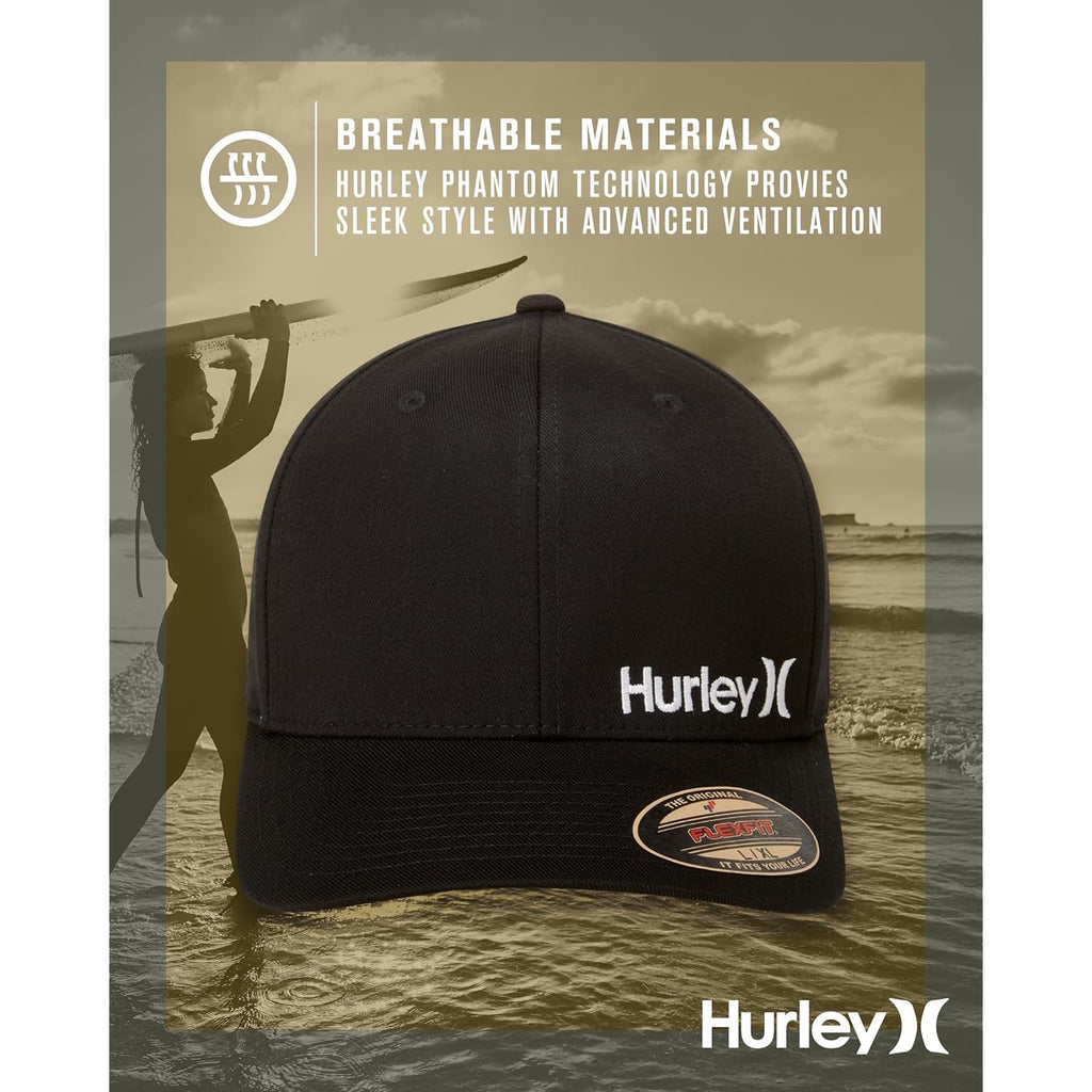 Hurley Men's Baseball Cap - Flexfit Curve Bill Fitted Trucker Hat for Men (S-XL)
