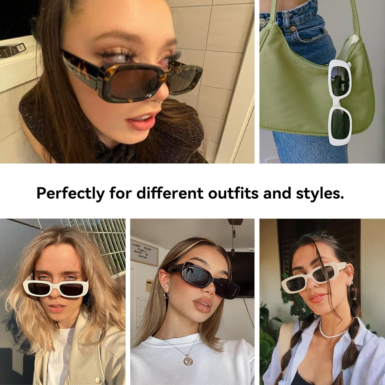 Dollger Rectangle Sunglasses For Women Men Trendy Retro Fashion Sunglasses Uv Protection Square Fram