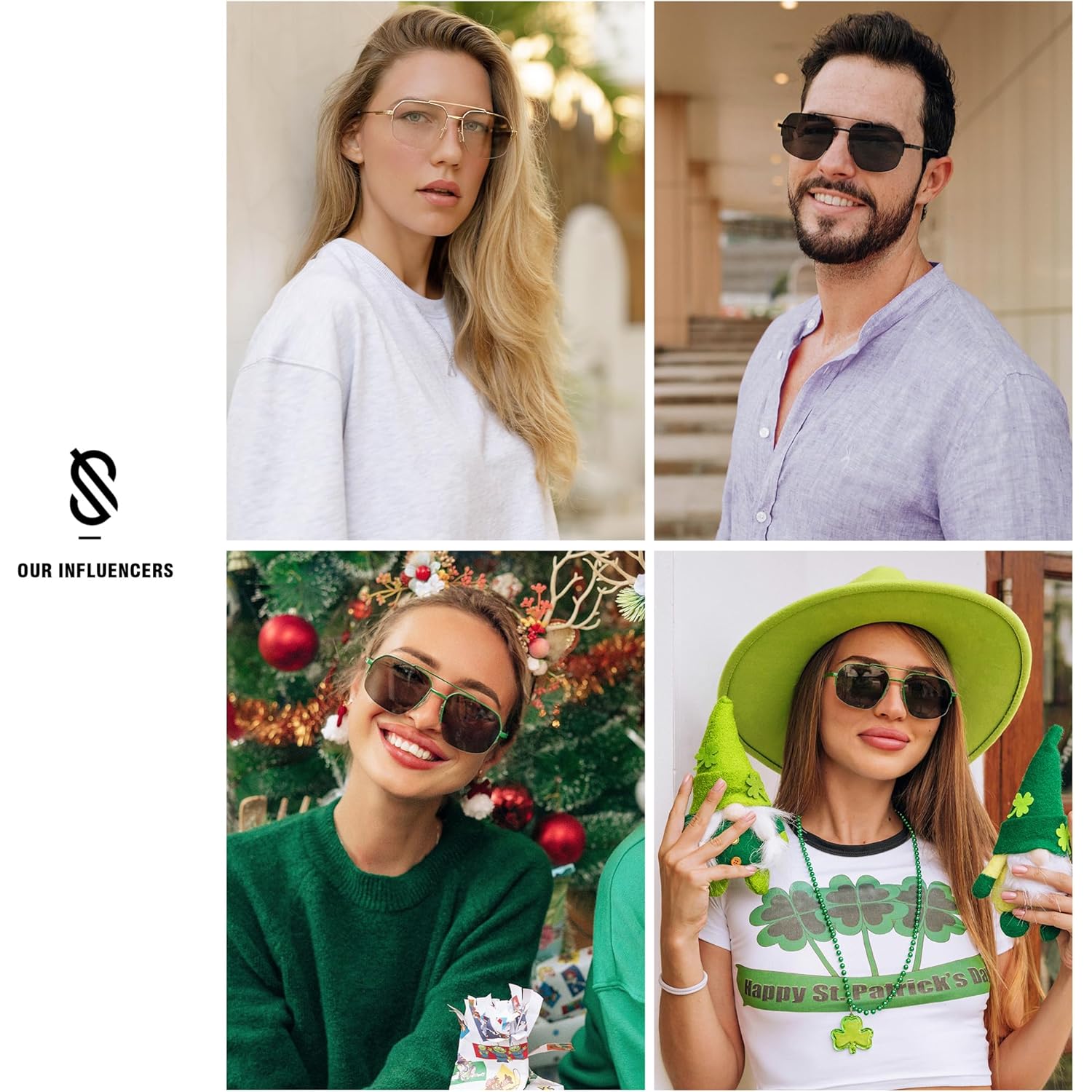 Sojos Trendy Aviator Sunglasses Mens Womens Retro Double Bridge Metal Frame Semi-Rimless Shades