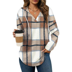 Women’s Oversized V-Neck Hoodie – Casual Long Sleeve Fashion Top
