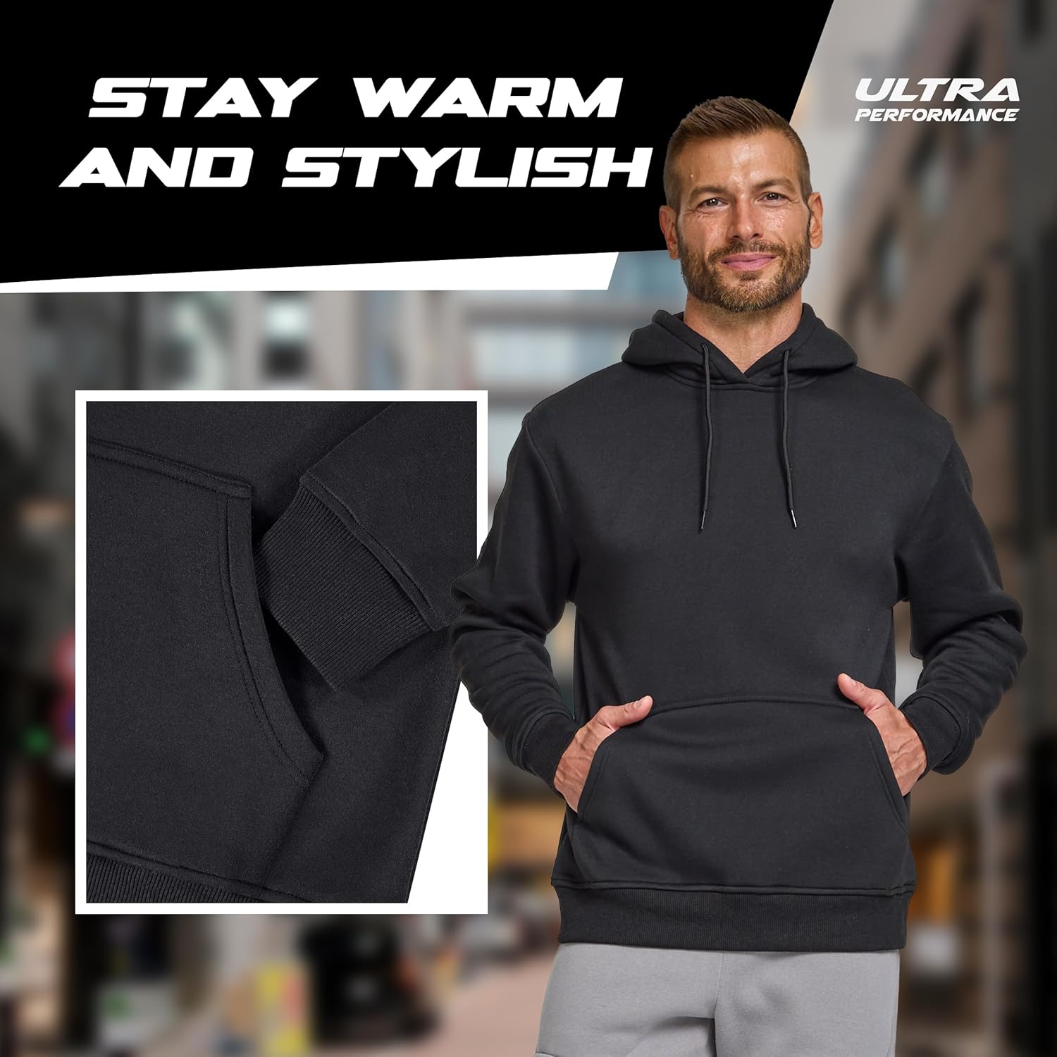 Ultra Performance Mens Pullover Sweatshirt Hoodies Men’s Fleece Hoodie Sweatshirts Casual Lightweight Active Hoodie’s for Men