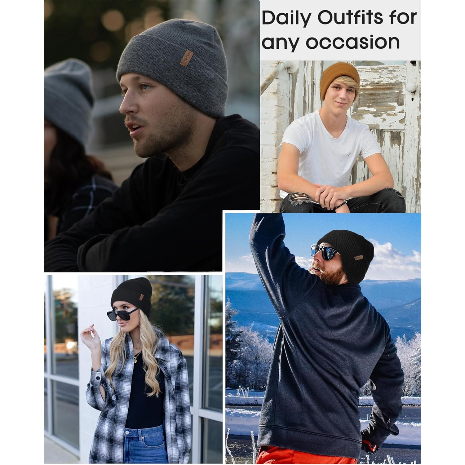 FURTALK Beanie for Men Women Cuffed Thick Knitted Unisex Winter Hat Beanies Skull Cap