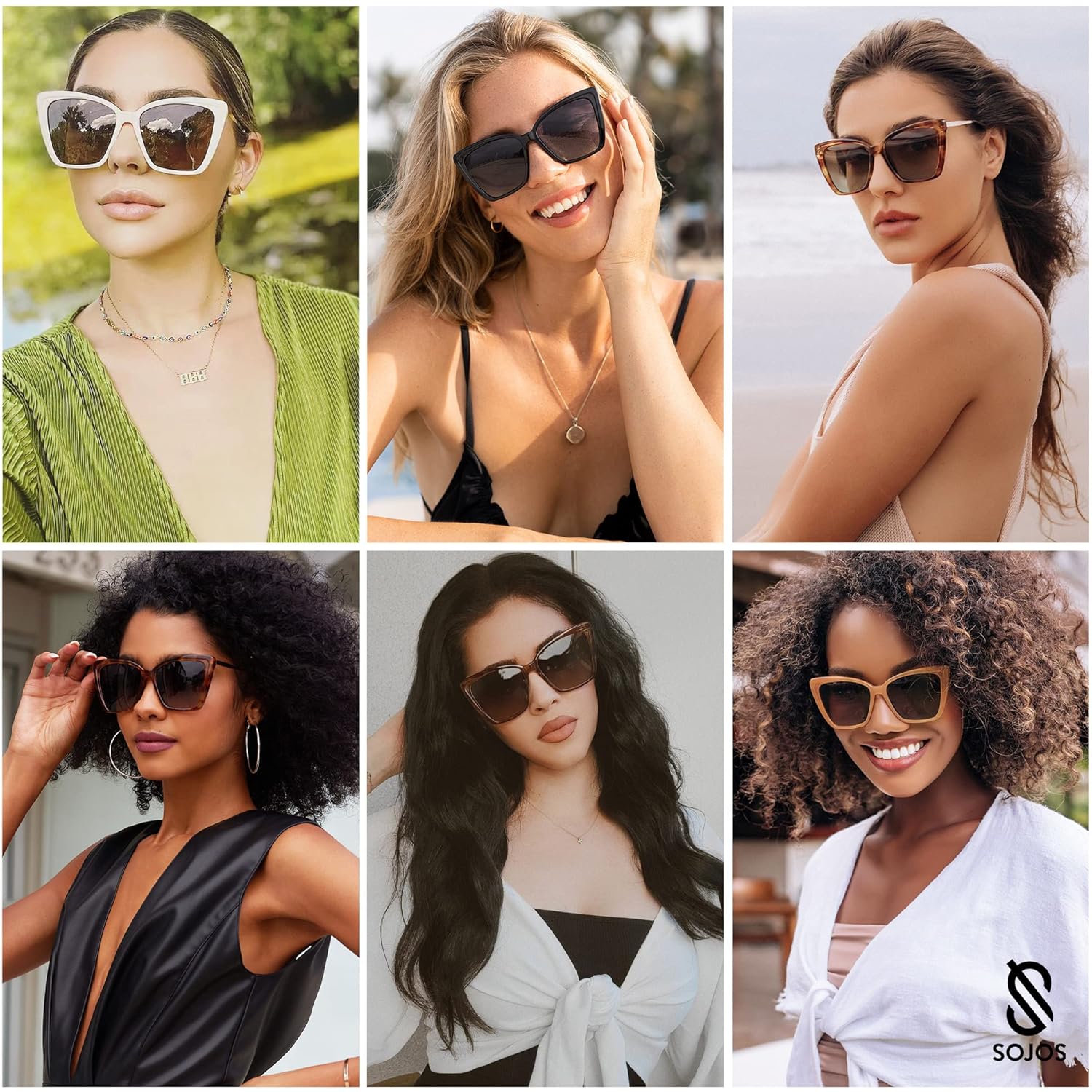 Sojos Trendy Polarized Sunglasses For Women Retro Womens Oversized Square Cat Eye Sun Glasses Uv Protection