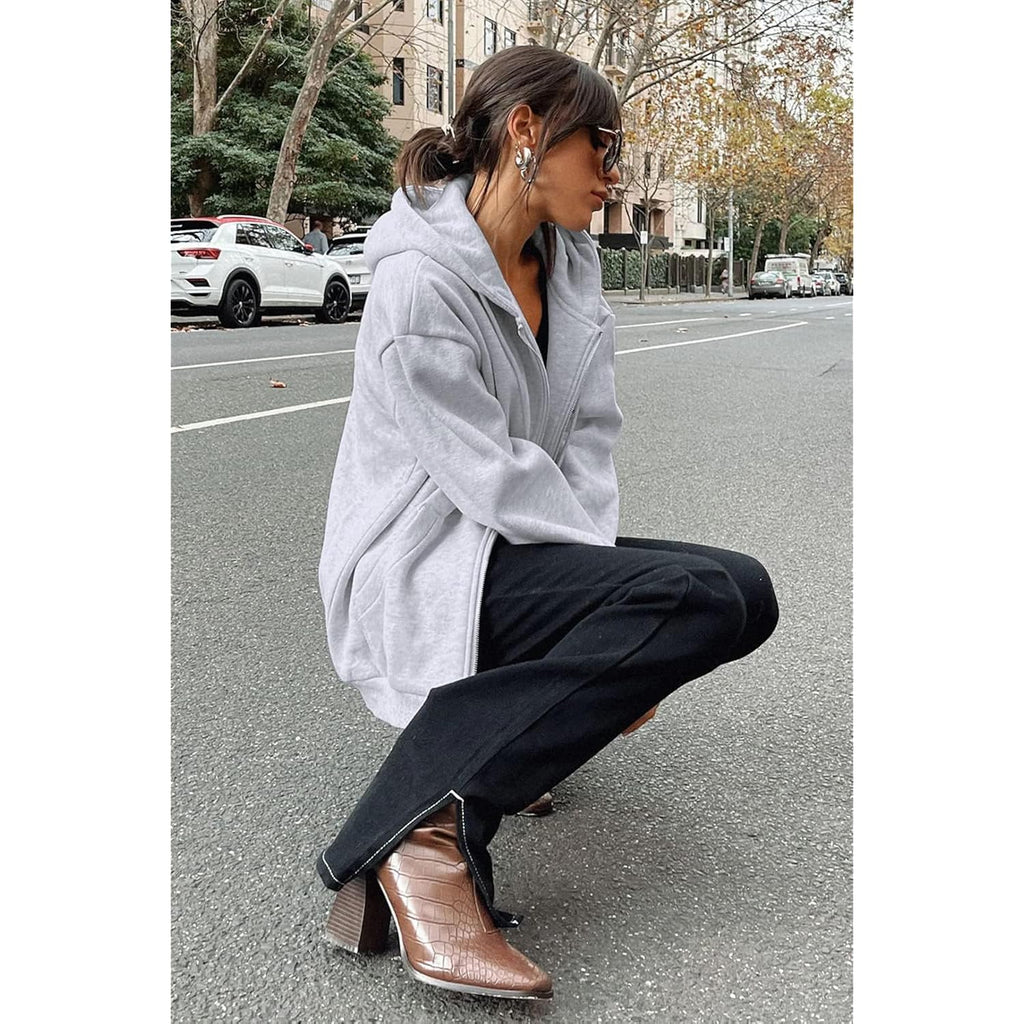 Women’s Y2K Zip-Up Hoodie – Casual Long Sleeve Track Jacket 2025