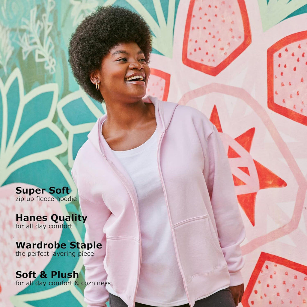 Hanes Women’s EcoSmart Zip Fleece Hoodie – Classic Soft Warmth