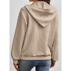 Women’s Oversized Waffle Knit Zip Hoodie – Casual Fall Hooded Jacket