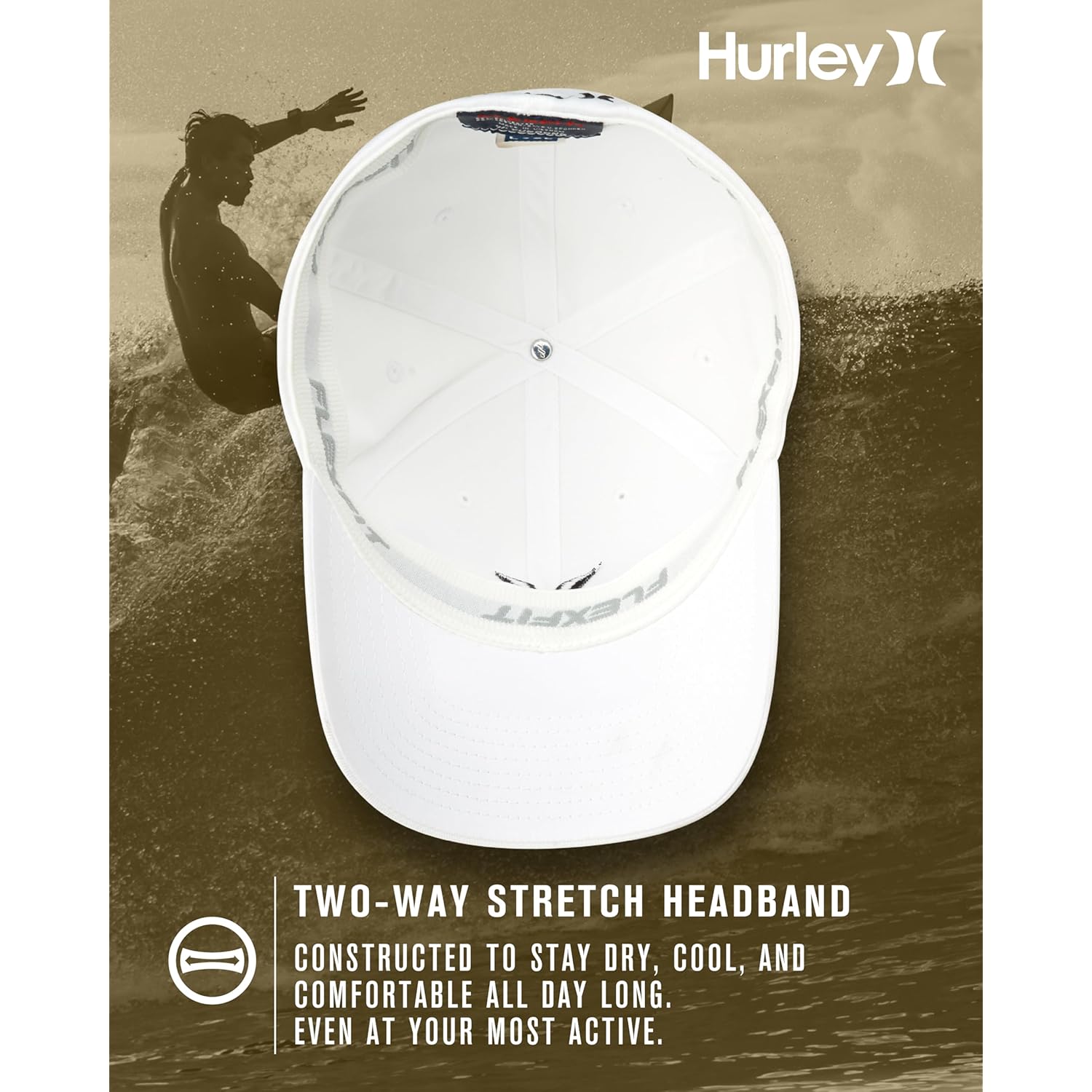 Hurley Mens Baseball Cap - Flexfit Fitted Baseball Caps for Men (Sizes: S-XL)