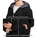 GEEK LIGHTING Men’s Fleece-Lined Zip Up Hoodie, Thick Hooded Jacket Winter Warm Athletic Sweatshirt
