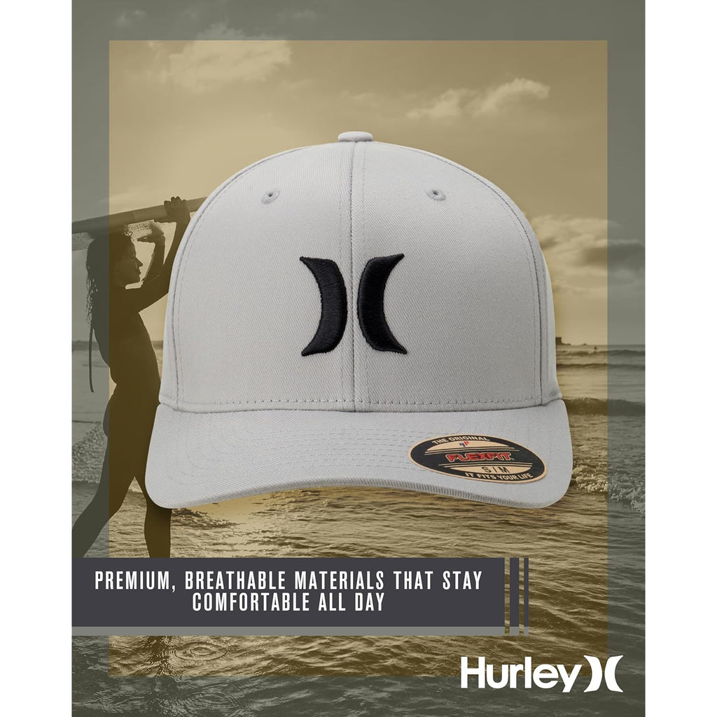 Hurley Mens Baseball Cap - Flexfit Fitted Baseball Caps for Men (Sizes: S-XL)