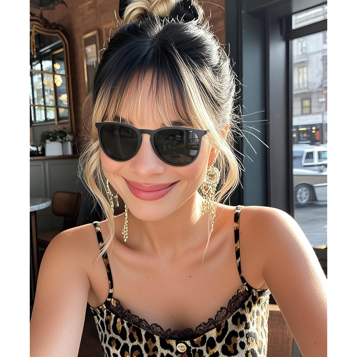 Sunglasses Womens Polarized Sunglasses-Women: Retro Round Sun Glasses With Protecion Trendy Pack