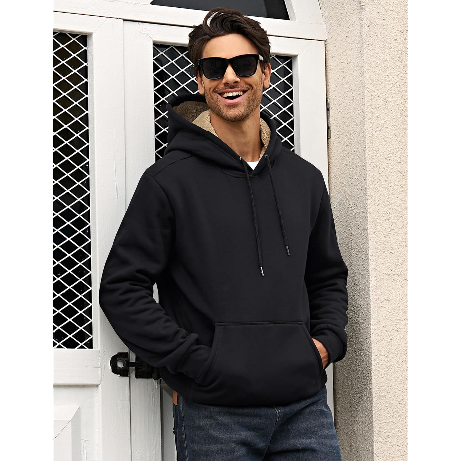 MAGCOMSEN Men's Heavy Hoodie Sherpa Fleece Lined Pullover Thick Winter Hooded Sweatshirt