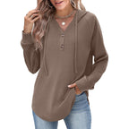 Women’s Button Pullover Hoodie – Oversized Tunic Sweatshirt Top