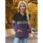 Women’s Color Block Knit Hoodie – Soft Long Sleeve Pullover Top