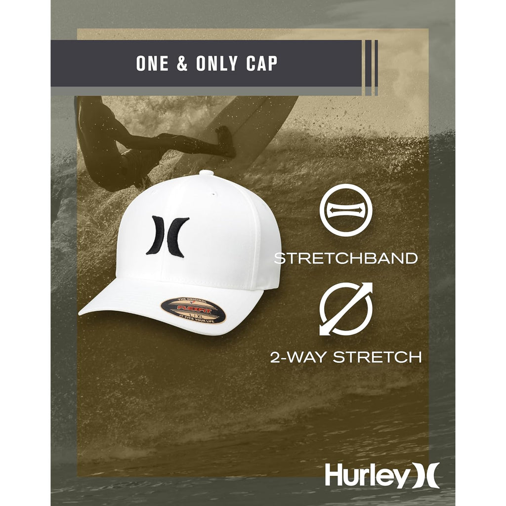 Hurley Mens Baseball Cap - Flexfit Fitted Baseball Caps for Men (Sizes: S-XL)