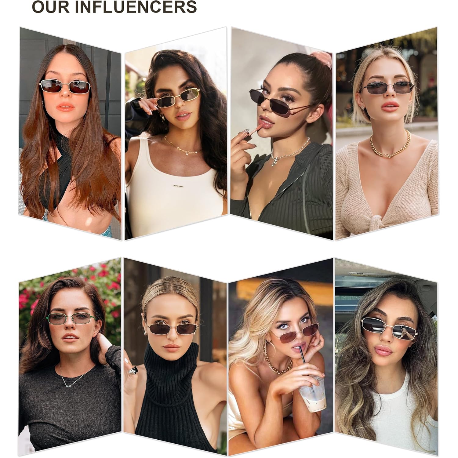 Sojos Trendy Small Rectangle Sunglasses Womens Mens, Retro Narrow Chic Thin Skinny Sunnies